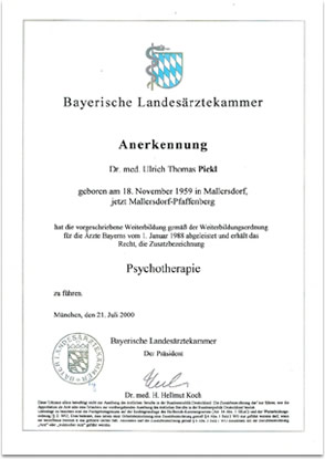 Anerkennung Pickl Psychotherapie
